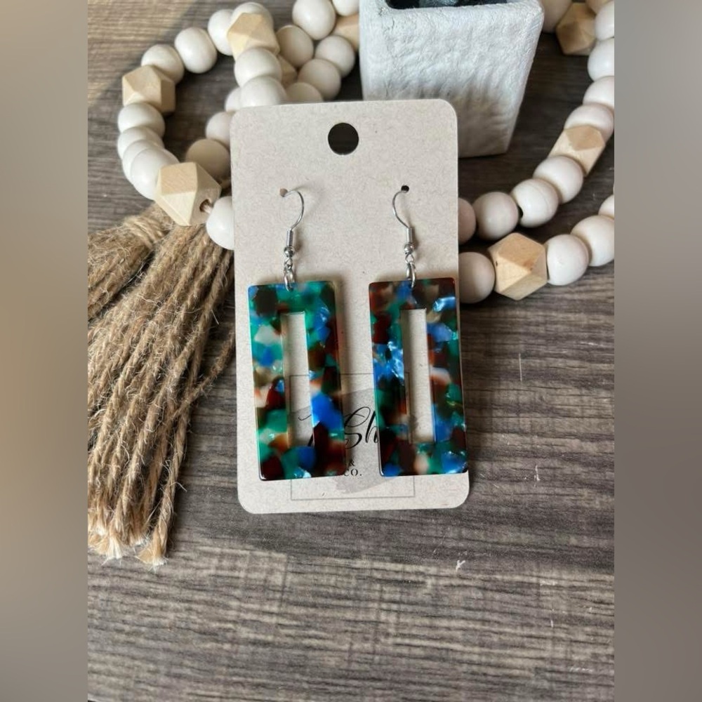 Acrylic Multi Color Rectangle Dangles